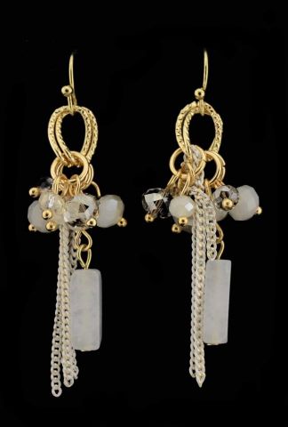 PENDIENTES CADENAS PIEDRA RECT. CRUDO