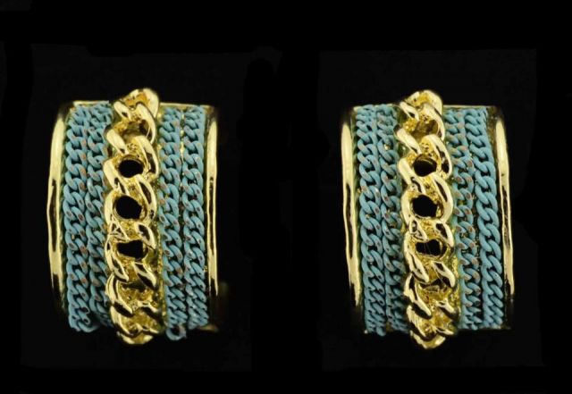 PENDIENTES MEDIO ARO CADENA VERDE