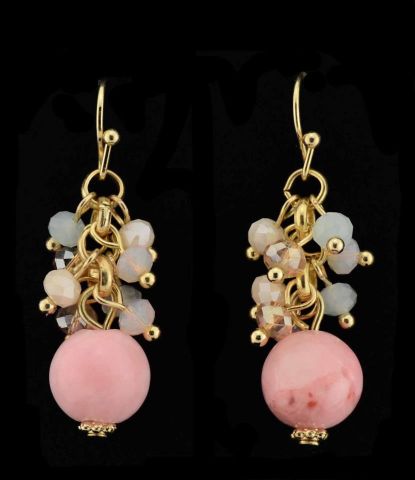 PENDIENTES RACIMO BOLA RDA. MELOCOTON