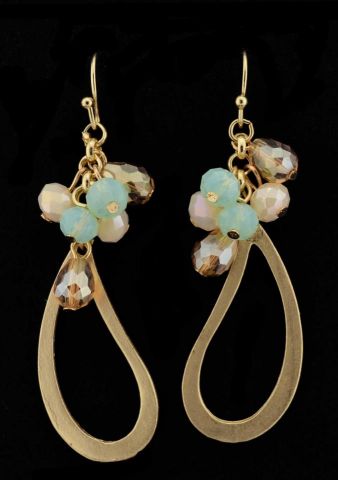 PENDIENTES RACIMO CACH. DORADO  AZUL