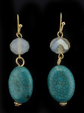 PENDIENTES PIEDRA NAT.+ BOLA CR TURQUESA