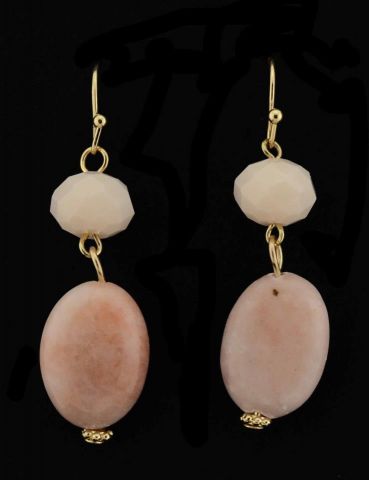 PENDIENTES PIEDRA NAT.+ BOLA CR ROSA