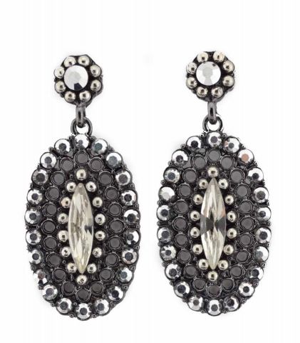 PENDIENTES OVAL LARGO LAGR. IN  NEGRO
