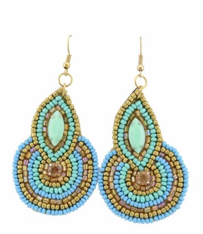 PENDIENTES LAGRIMA + CIRCULO AZUL