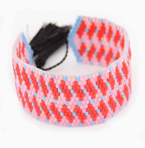 PULSERA BEADS BRILLO G. ROJO