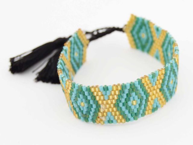 PULSERA BEADS BRILLO M. AZUL