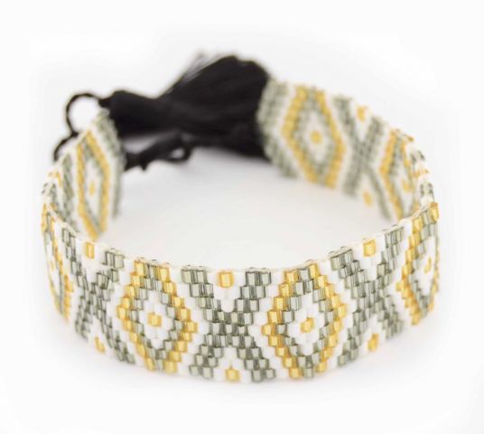 PULSERA BEADS BRILLO M. GRIS