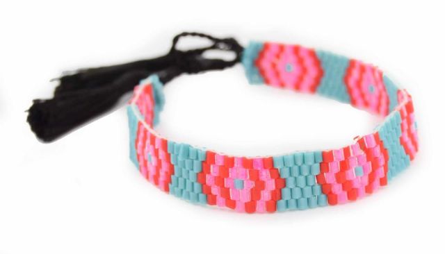 PULSERA BEADS BRILLO P. ROJO