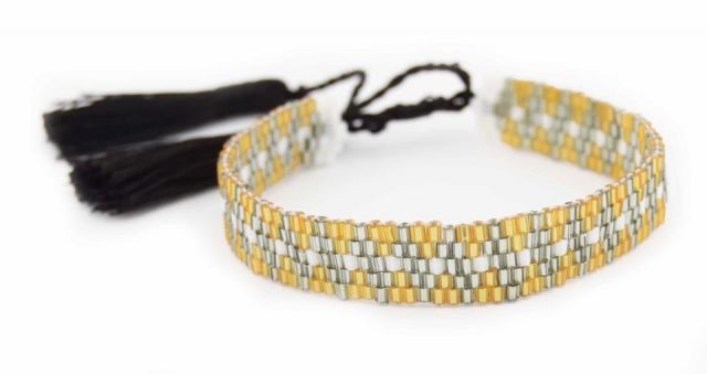 PULSERA BEADS BRILLO P. GRIS