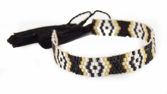 PULSERA BEADS BRILLO P. NEGRO