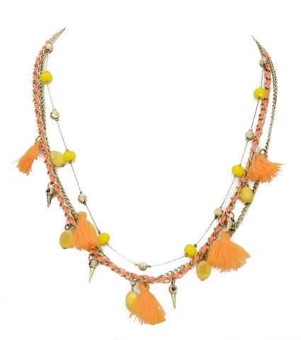 COLLAR 3V. PASTIL. Y BORLAS AMARILLA