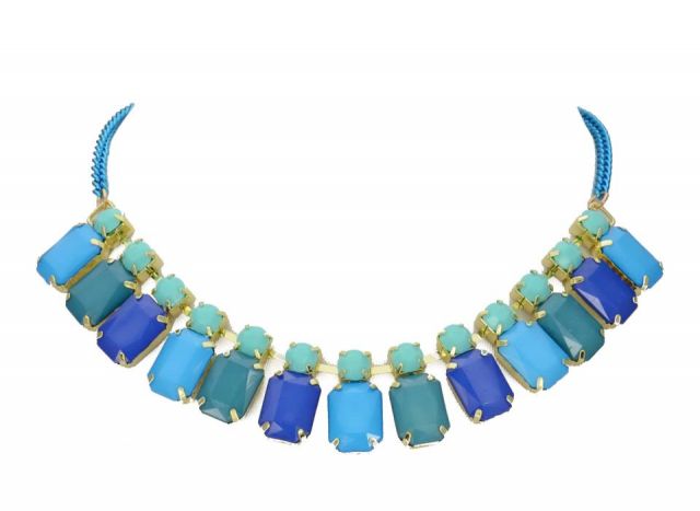 COLLAR RECTANG. AZULES MATE