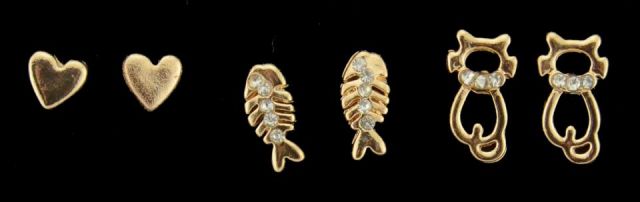 PENDIENTES SET 3 CORAZ RASPA GA