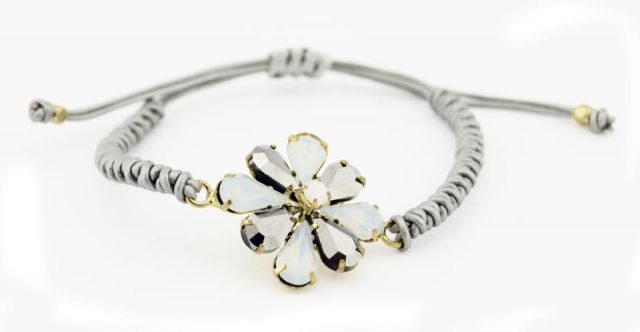 PULSERA CORDON FLOR BRILLOS
