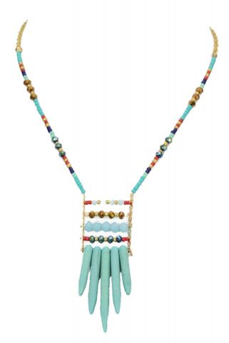 COLLAR SIOUX 5 LANZAS  TURQUESA