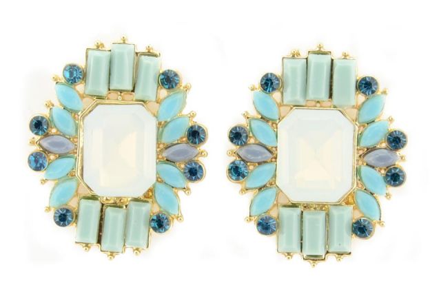 PENDIENTES SING RECTANG. ENMARC AZUL