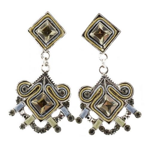 PENDIENTES SING RECTANG. ROMBO GRIS