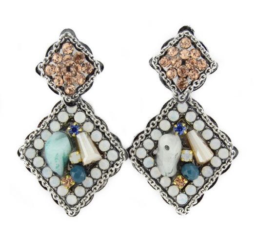 PENDIENTES SING 2 CUADR. STONES VERDE
