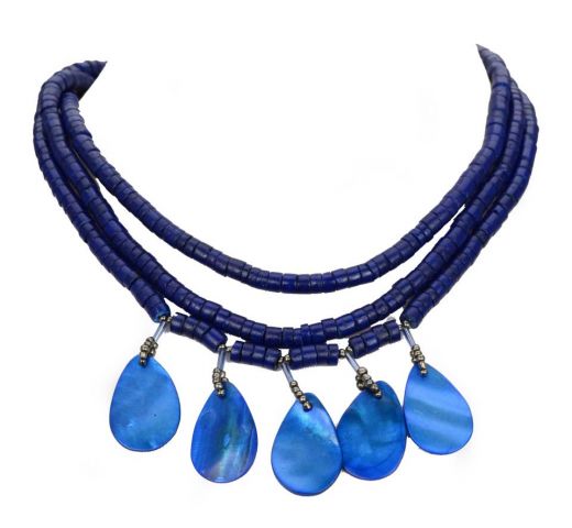 COLLAR 3V. COCO COLG. NACAR AZUL