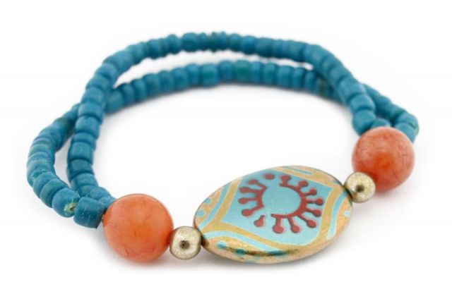 PULSERA 1V. TURQ.+ 2V. NARAN