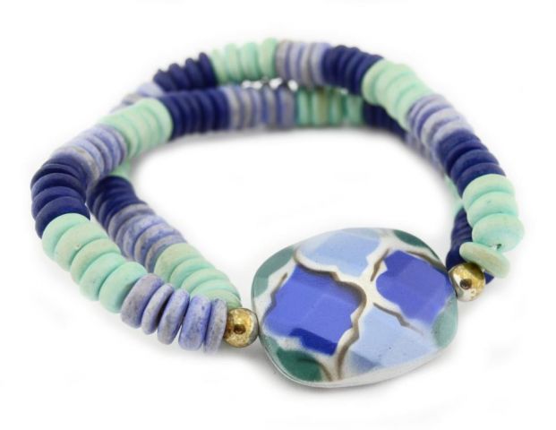 PULSERA PAST. AZUL DECORADA