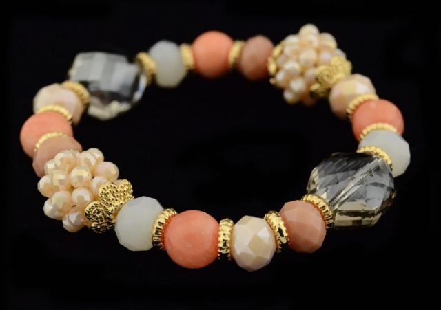 PULSERA CON 2 BOLAS RACIMO SALMON