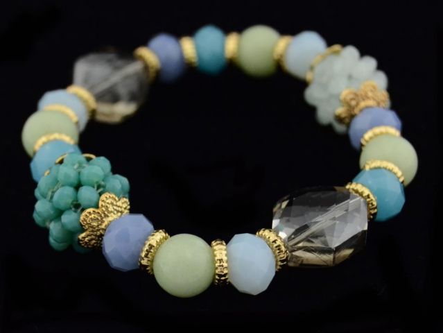 PULSERA CON 2 BOLAS RACIMO AZUL