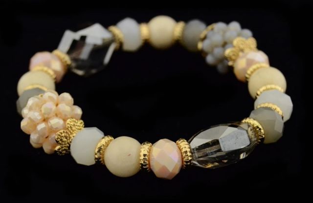 PULSERA CON 2 BOLAS RACIMO NATURAL