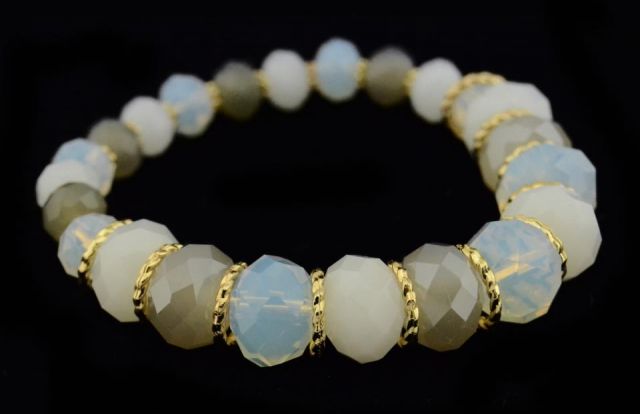 PULSERA BOLAS BRILLO FACETAD NATURAL