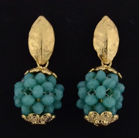 PENDIENTES BOLA RACIMO AZUL