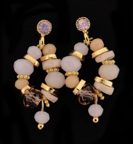 PENDIENTES OVAL PIEDRAS ROSA