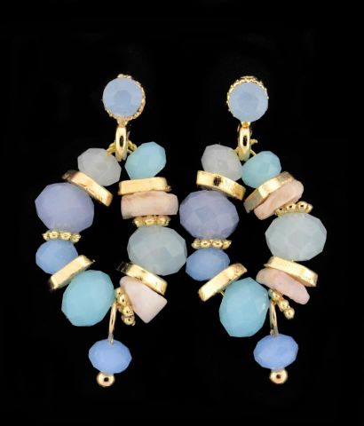 PENDIENTES OVAL PIEDRAS AZUL