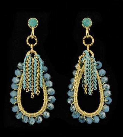 PENDIENTES OVAL HUECO AZUL