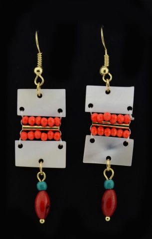 PENDIENTES NACAR RECT. ROJO+TUR