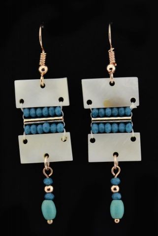 PENDIENTES NACAR RECT. AZUL