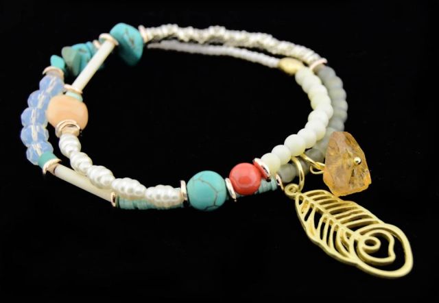 PULSERA 2 VUELTAS PLUMA META