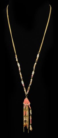 COLLAR LARGO LAMP ABALORIO  ROSA