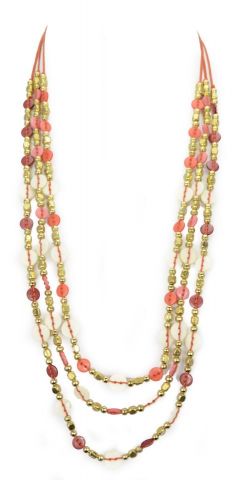 COLLAR LARGO BOTONES CRUDO  CORAL