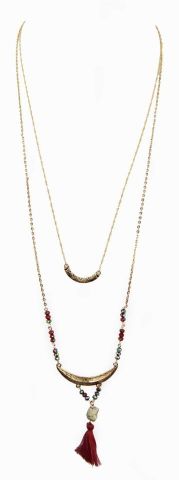 COLLAR 2 VUELTAS POMPON  GRANATE