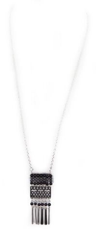 COLLAR RECT. BOLAS PLATEADO NEGRO