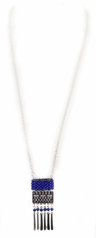 COLLAR RECT. BOLAS PLATEADO AZUL