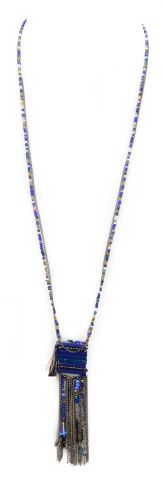 COLLAR COLG. NAVAJO TUBOS AZUL