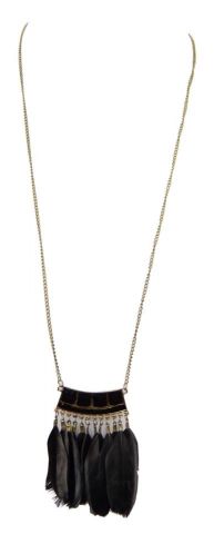 COLLAR COLG. PLUMAS ESMALTE NEGRO