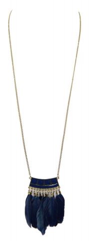 COLLAR COLG. PLUMAS ESMALTE AZUL