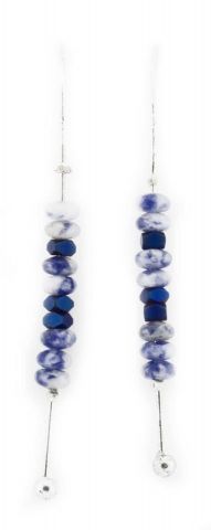 PENDIENTES GANCHO LARG BOLAS AZUL