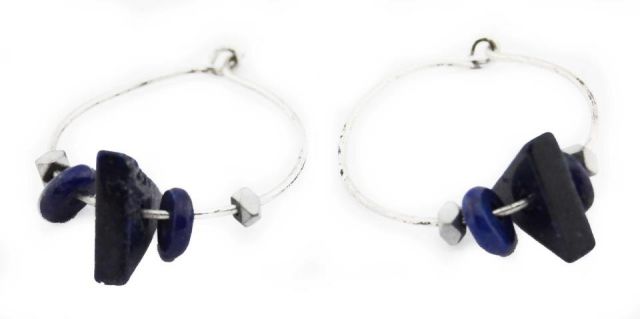 PENDIENTES ARO PIEDRAS AZUL