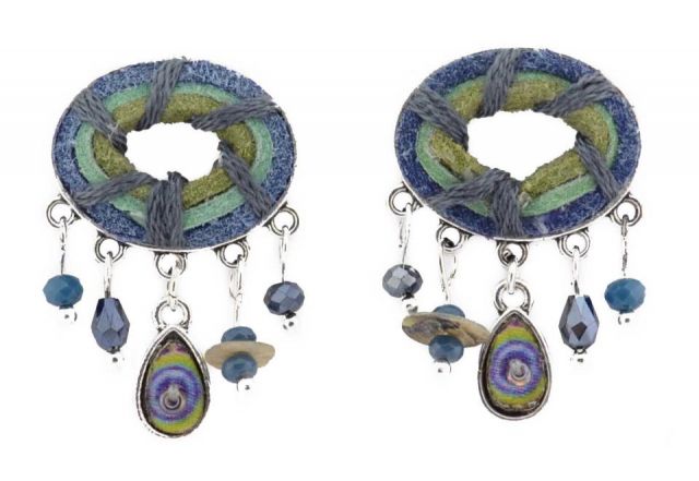 PENDIENTES TELA OVAL HUECO PUNT AZUL