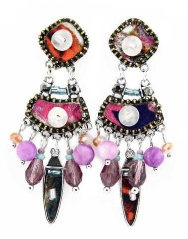 PENDIENTES TELA COMPLIC LANZA LILA