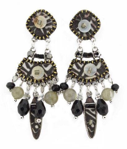 PENDIENTES TELA COMPLIC LANZA NEGRO