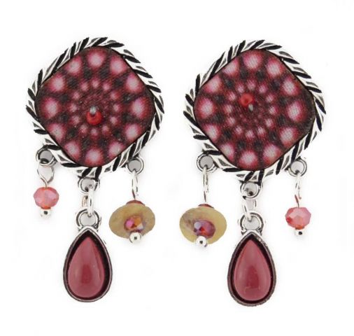 PENDIENTES CUADR EN ROMBO FIMO FRAMBUESA